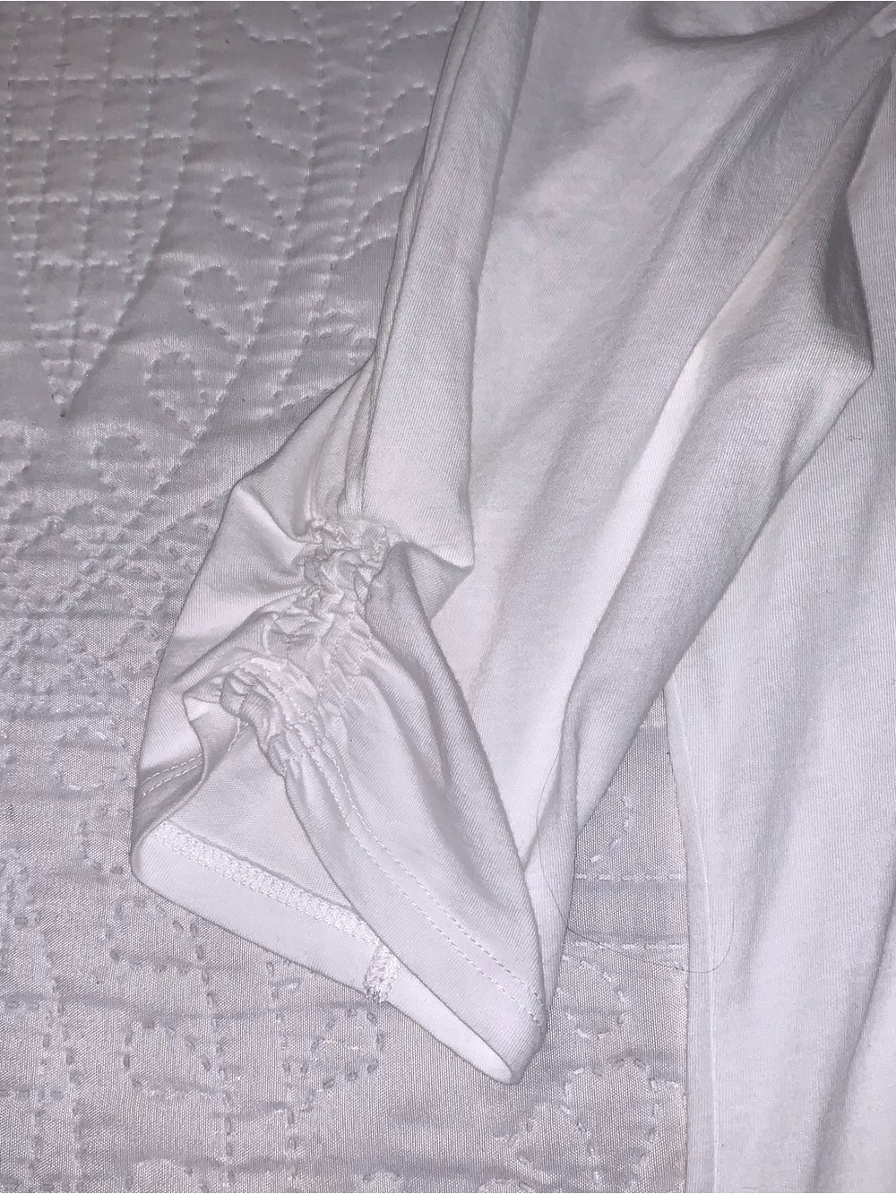 Veronica Beard Waldorf Ruched Sleeve Tee. White Pima Cotton. S - Picture 4 of 8